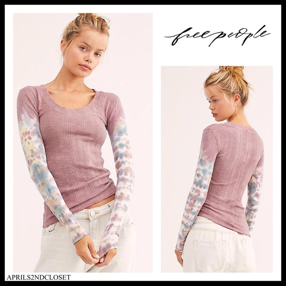 FREE PEOPLE BOHO TOP LONG SLEEVES RIB KNIT TEE A2C - Picture 8 of 16